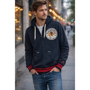 CCM Chicago Blackhawks Men's Size M Retro Looking Zip Up Hoodie. Black/Red